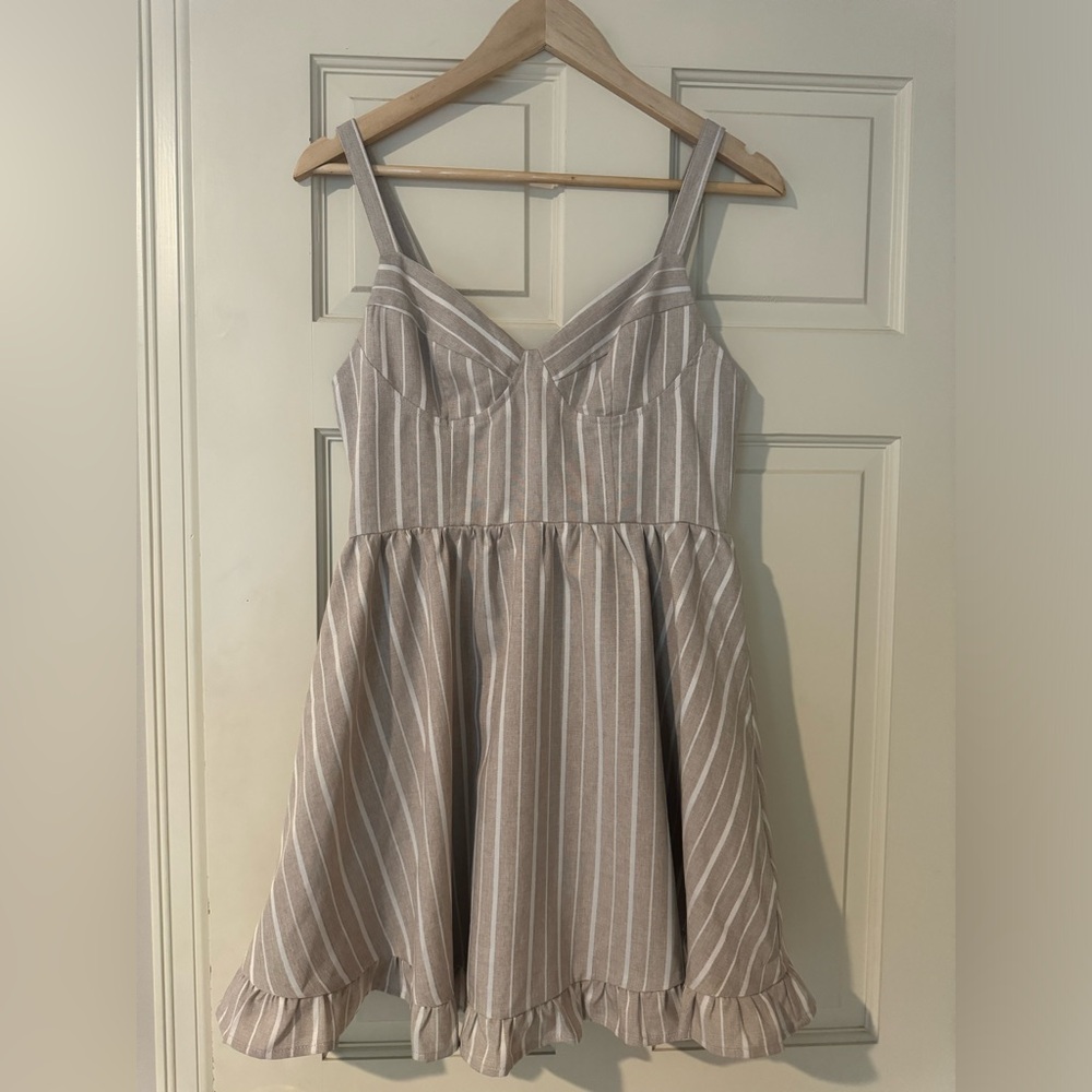 Saints + Secrets Medium Mini Dress Neutral Beige White Striped Bustier Nordstrom